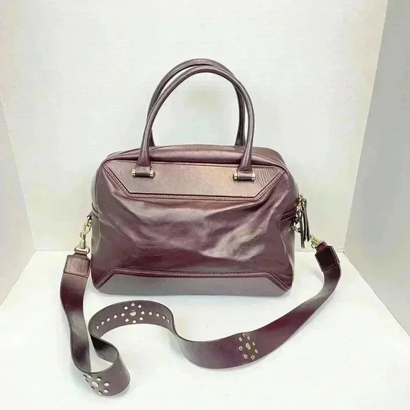 Iacucci Red Leather Handbag  Patch Crossbody strap Italian Satchel - Picture 7 of 13